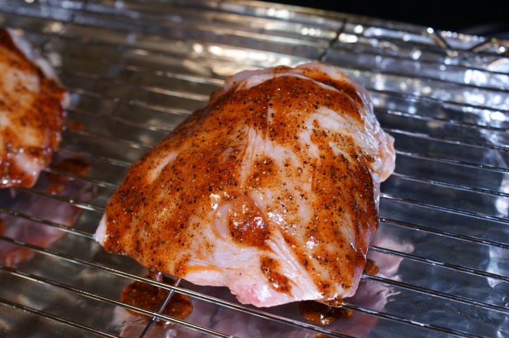 Chicken thighs ready for the oven