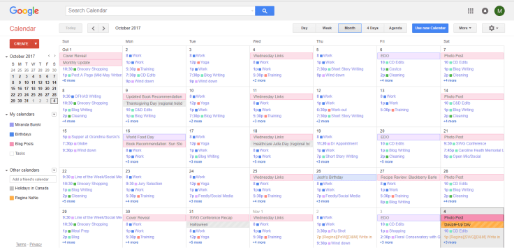 Monthly Google Calendar View