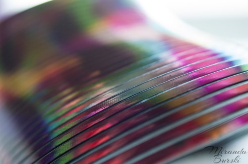 A close-up of a multi-coloured slinky