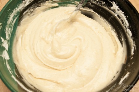 A bowl of Cinnamon and Honey Cream Cheese Frosting