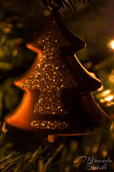 A tree ornament on a Christmas tree