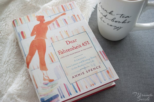 A copy of Dear Fahrenheit 451, by Annie Spence, and a coffee mug