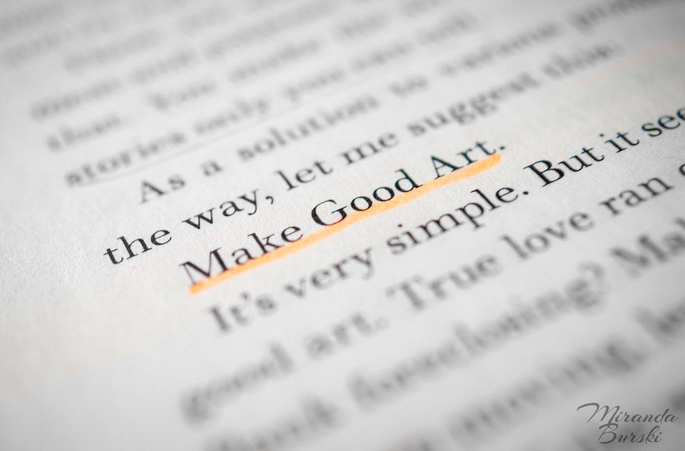 A close-up of a page of text from Neil Gaiman's speech entitled "Make Good Art".