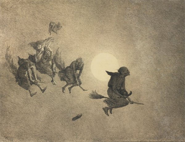 The Witches' Ride by William Holbrook Beard, 1870, charcoal on paper, 35 by 47 in